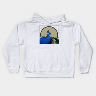 Peacock Illustration Looking to the Side Kids Hoodie